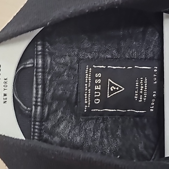 Vintage Guess Women's Jacket Small Black Faux Leather Full Zip Motorcycle Jacket - Picture 2 of 8